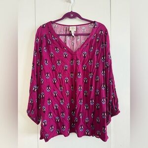 JC Penney Magenta Floral Blouse